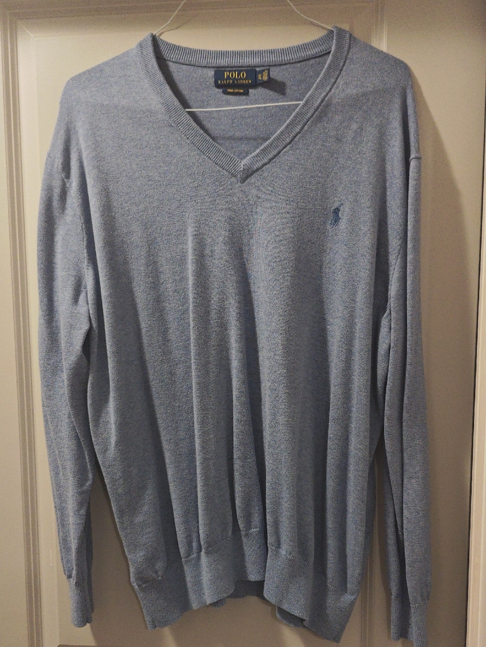 Polo by Ralph Lauren Men's Sky Blue V-Neck Sweater